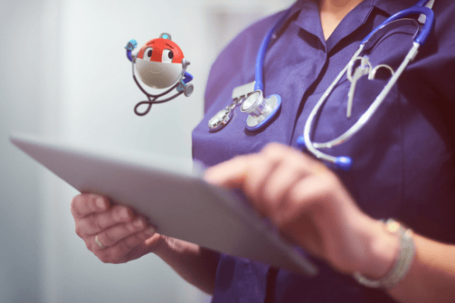 medical personnel holding a chart